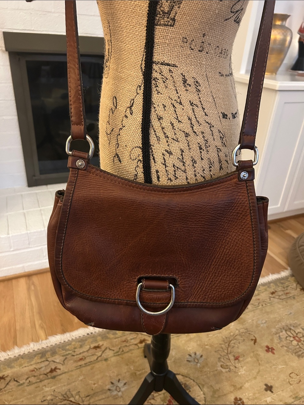 Frye Chestnut Brown Pebbled Leather Shoulder Bag